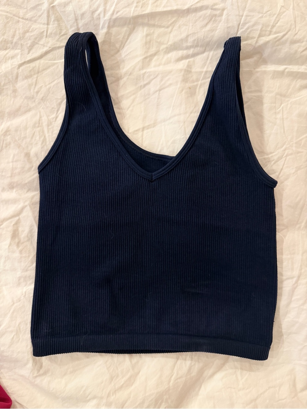 American Eagle Outfitters Navy Ribbed V-Neck Tank Top